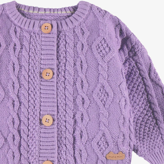 Purple cable knit cardigan