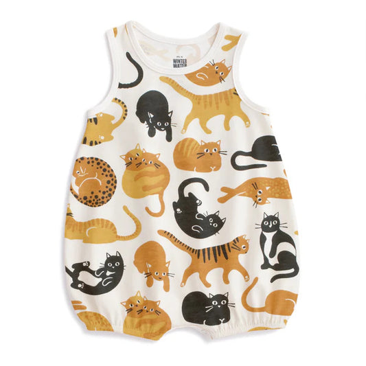 Bubble romper - Cat Friends Gold and Yellow