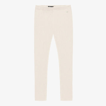 Cream ribbed knit legging