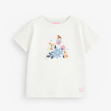 White fairy and flowers t-shirt