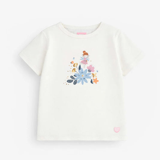 White fairy and flowers t-shirt