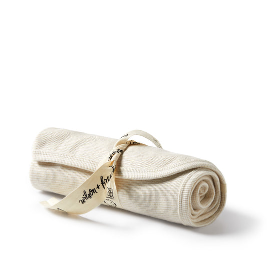 Organic Stripe Rib Blanket - Oatmeal
