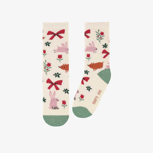 Patterned socks -  Festive cream
