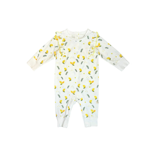 Ruffles long sleeve romper - Lemon print