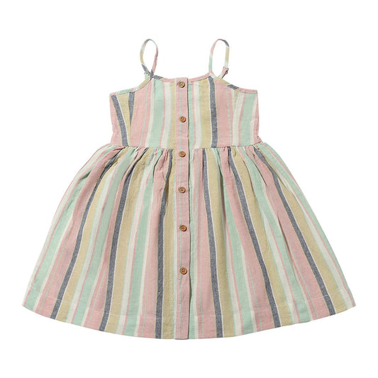 Brooklyn Dress - Aqua/Pink Stripe