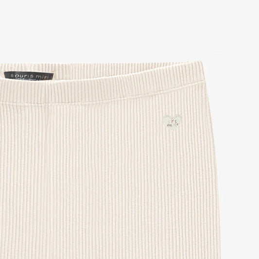 Cream ribbed knit legging