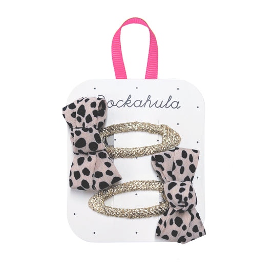 leopard love twisty bow clips