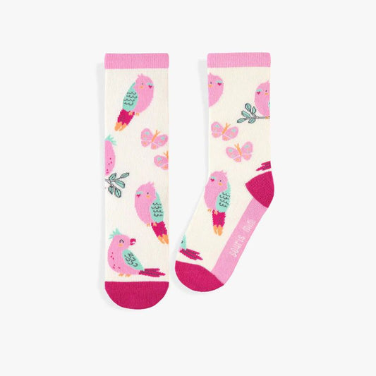 Patterned socks - Pink with birds