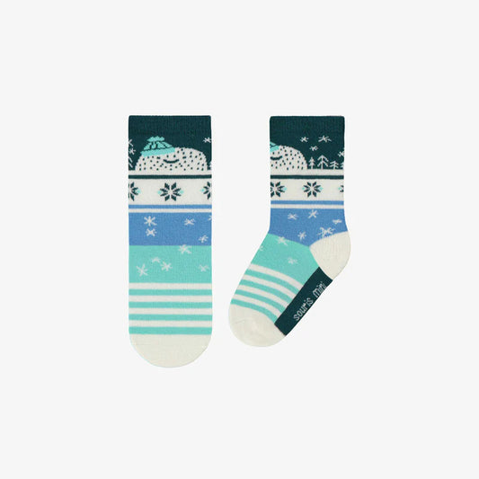 Teal and blue Winter Patterned Socks