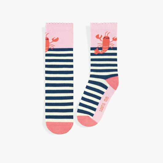 Patterned socks - Striped with pink lobster