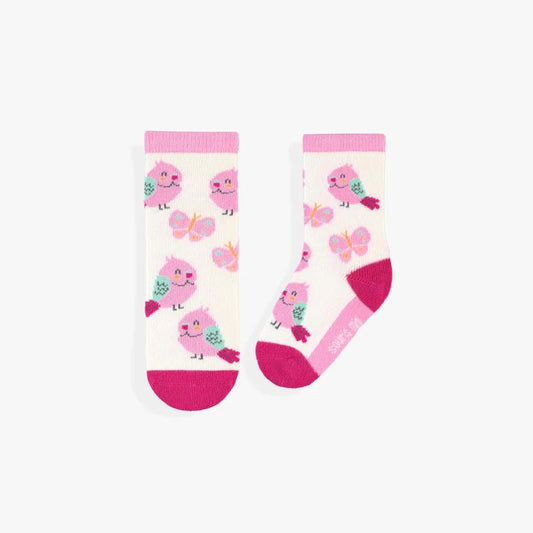 Patterned socks - Pink with birds