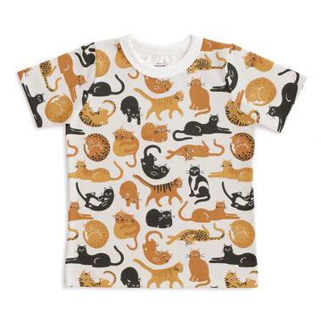 Short Sleeve Tee - Cat Friends Gold and Yellow