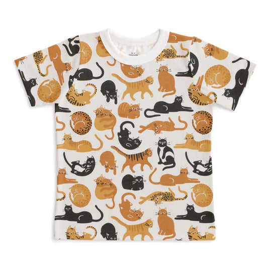 Short Sleeve Tee - Cat Friends Gold and Yellow