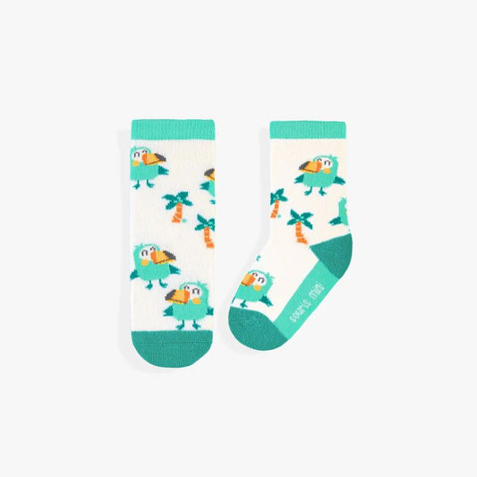 Patterned socks - Turquoise with toucan