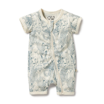 Organic short zipsuit - Hello friends