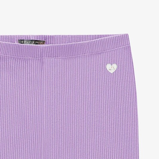Purple ribbed knit legging