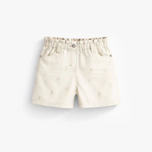 Cream denim shorts