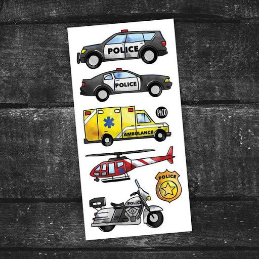 Temporary Tattoos - Emergency Cars