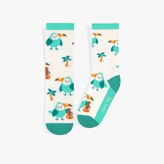 Patterned socks - Turquoise with toucan