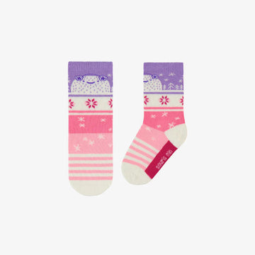 Purple and Pink Winter Patterned Socks