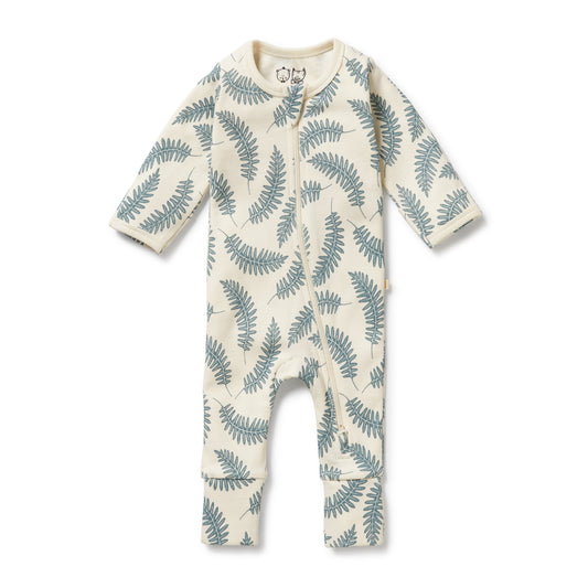 Organic Zipsuit - Little fronds