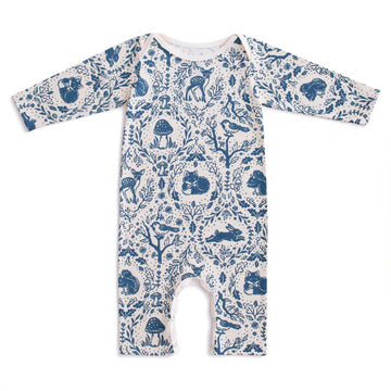 Long Sleeve Romper - Animal Tapestry Delft Blue