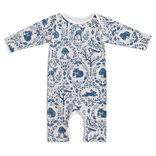 Long Sleeve Romper - Animal Tapestry Delft Blue