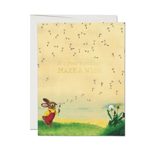 Bunny and dandelion, birthday card