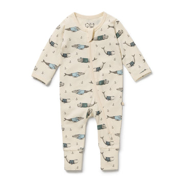 Organic Zipsuit - Wolly Whales