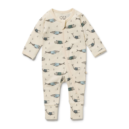 Organic Zipsuit - Wolly Whales