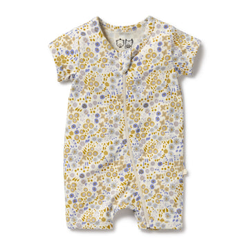 Organic short zipsuit - Little meadow
