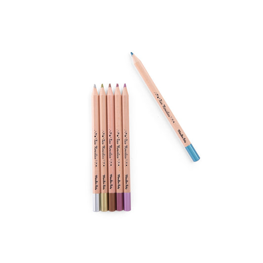 les rosalies - metallic colouring pencils, 6 pack
