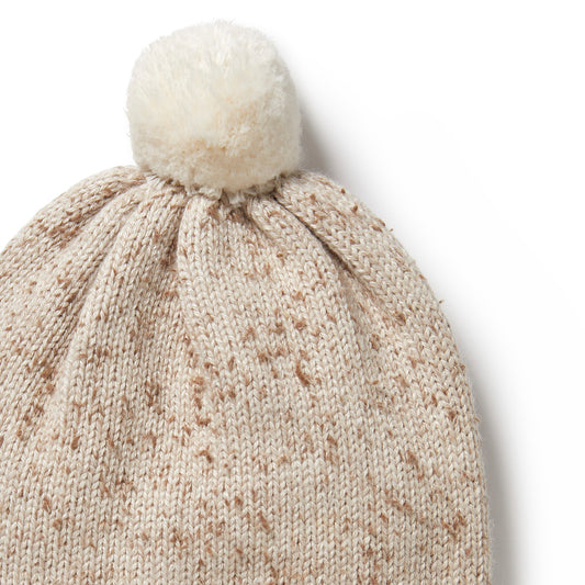 almond fleck knit hat