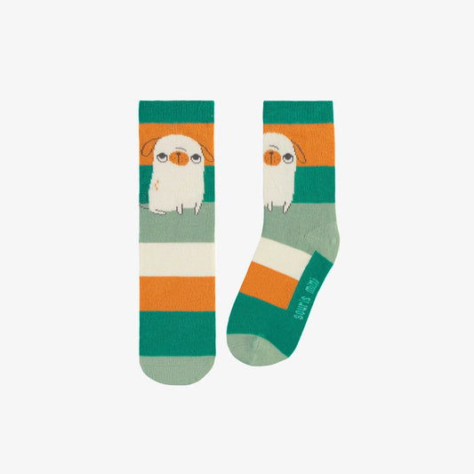 Patterned socks - Green puppy