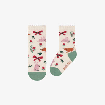 Cream socks Festive Patterned