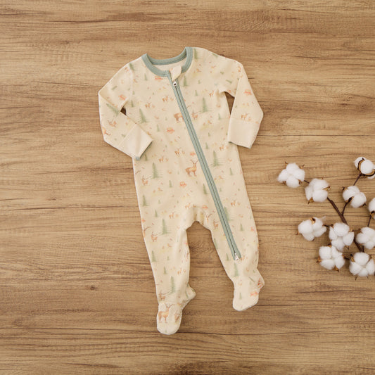 Long Sleeve Ribbed Footie Sleeper - Christmas