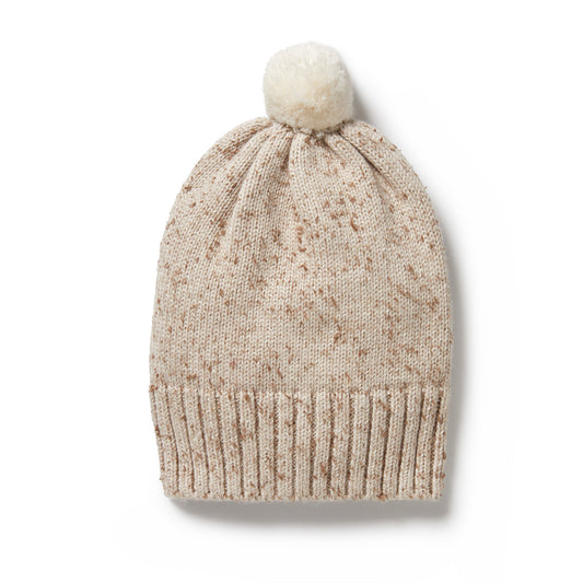 almond fleck knit hat