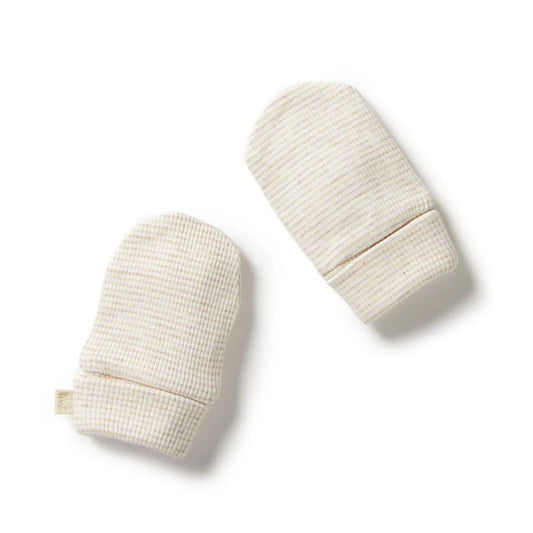 Organic Stripe Mittens - Oatmeal