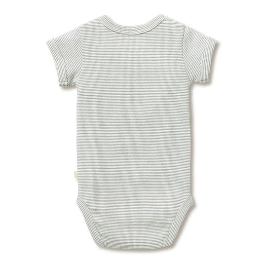 Organic Stripe Rib Bodysuit - Fern