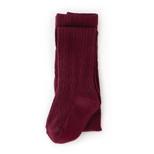 Tights - Cable knit wine