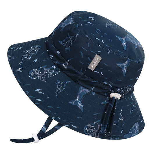 Sun Hat - Navy whale, aqua dry
