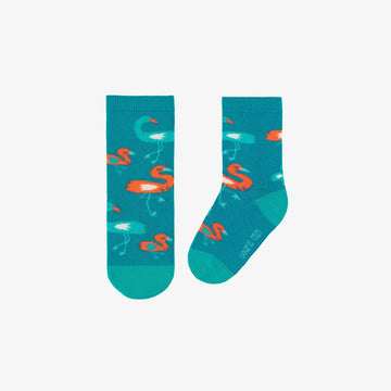Turquoise flamingo socks