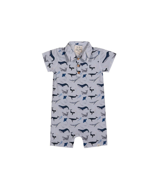 Malokai Woven Romper - Blue Whale