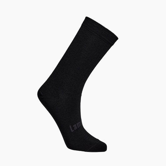 Woman Merino wool crew socks - Black Rib