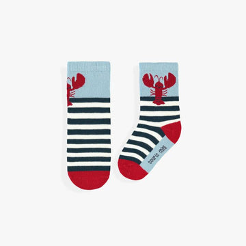 Patterned socks - Striped with red lobster