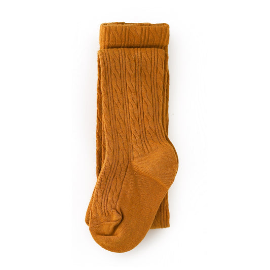 Cable Knit Tights - Mustard