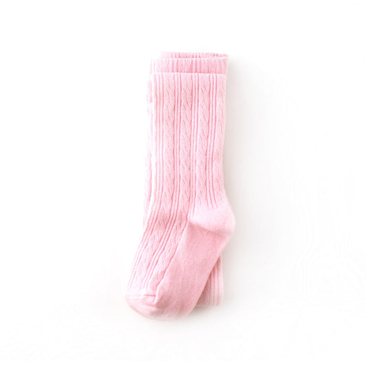 cable knit tights - cotton candy