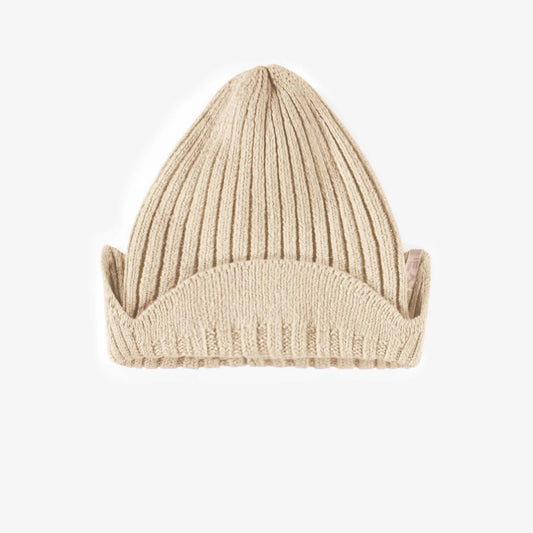knit toque with flap - cream