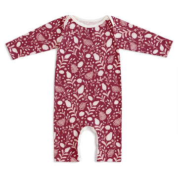 long sleeve romper - ferns and flowers