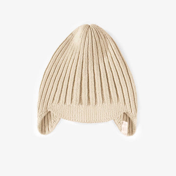 knit toque with flap - cream